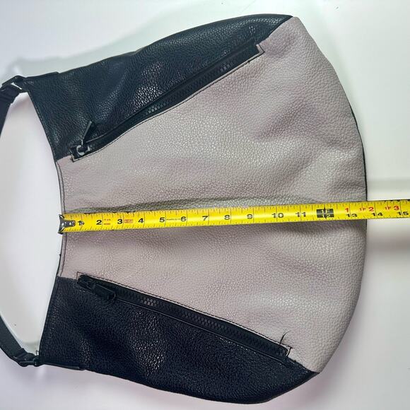 Colab Gray & Black Vegan Leather Large Size Minimalist Mod Hobo Bag Purse - Picture 8 of 9